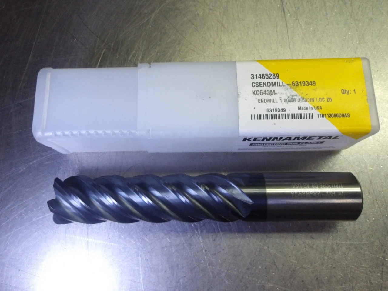 Kennametal 1" 5 Flute Carbide CR Endmill 1" Shank 31465289 KC643M (LOC2908C)