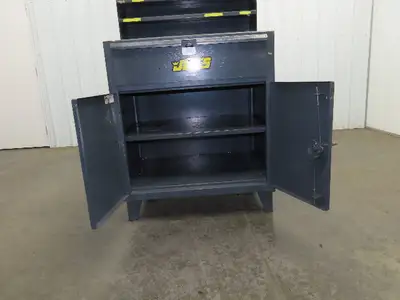 Strong Hold Extreme Duty 12 GA Shop Desk 1 Drawer Riser Shelf 36x28x54"