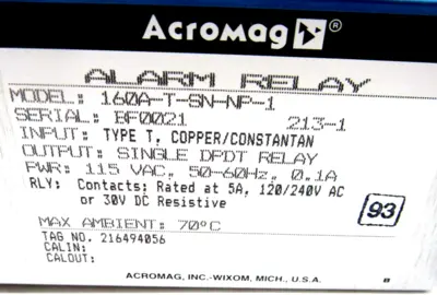NEW ACROMAG 160A-T-SN-NP-1 ALARM RELAY 115 VAC 50/60HZ 160ATSNNP1