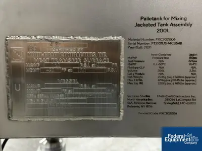 USED Sartorius 200 Liter Sartorius Palletank for Mixing Jacketed