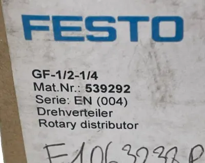 NEW FESTO GF-1/2-1/4 ROTARY DISTRIBUTOR 539292 GF1/21/4