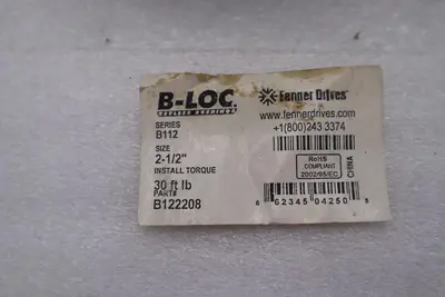 B-LOC Series B112 Size 2-1/2" Fenner Drives Install New Open Box Stock #3626