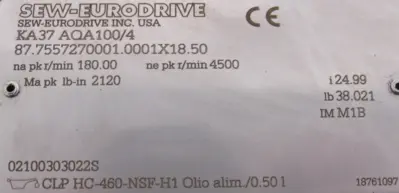 NEW SEW EURODRIVE KA37 AQA100/4 GEAR REDUCER 24.99 KA37AQA1004