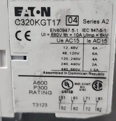 Eaton Cutler Hammer C320KGT17 Auxiliary Contact Block Series A2 (BIN412)