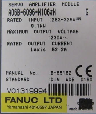 USED FANUC A06B-6096-H106#H SERVO AMPLIFIER A06B6096H106H