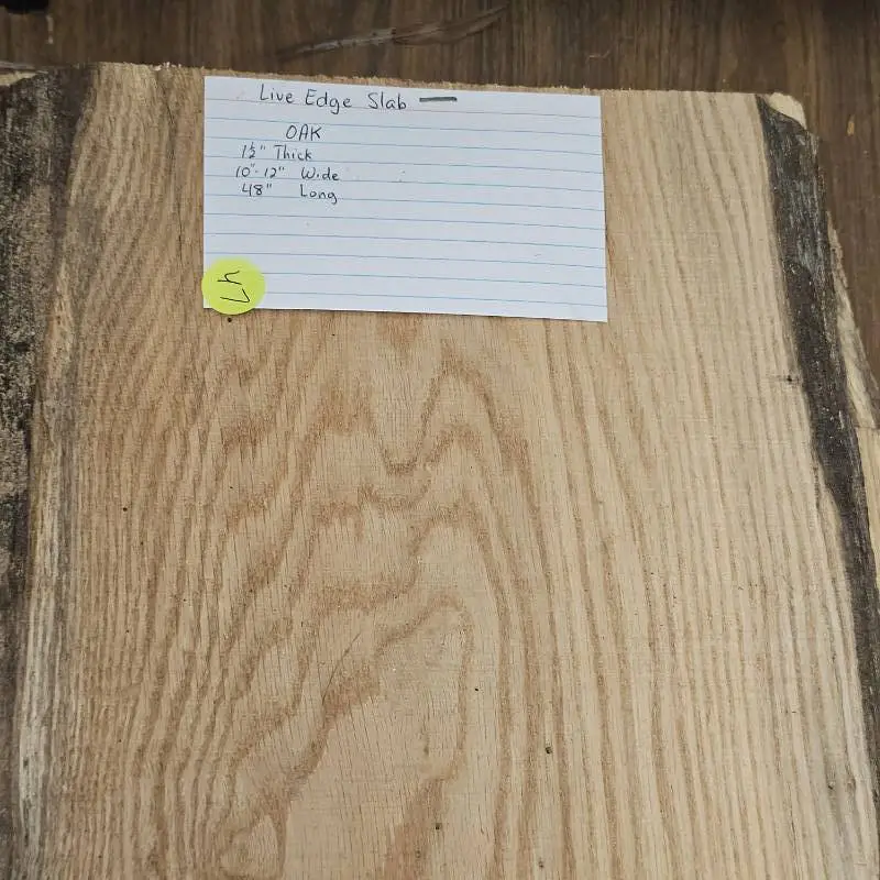 Live Edge Oak, 1 1/2" Thick, 10" Wide, 48" Long