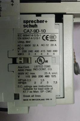 USED SPRECHER AND SCHUH KTA7-25S-4.0A  WITH CA7-9D-10