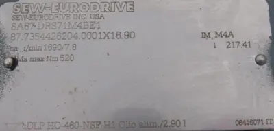 NEW SEW EURODRIVE SA67 DRS71M4BE1 GEARMOTOR 217.41 277/480V SA67DRS71M4BE1