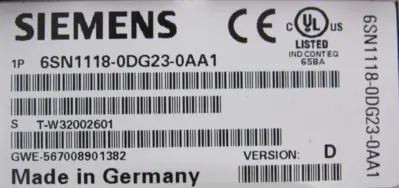 REFURBISHED SIEMENS 6SN1118-0DG23-0AA1 CONTROL MODULE VER.D 6SN11180DG230AA1