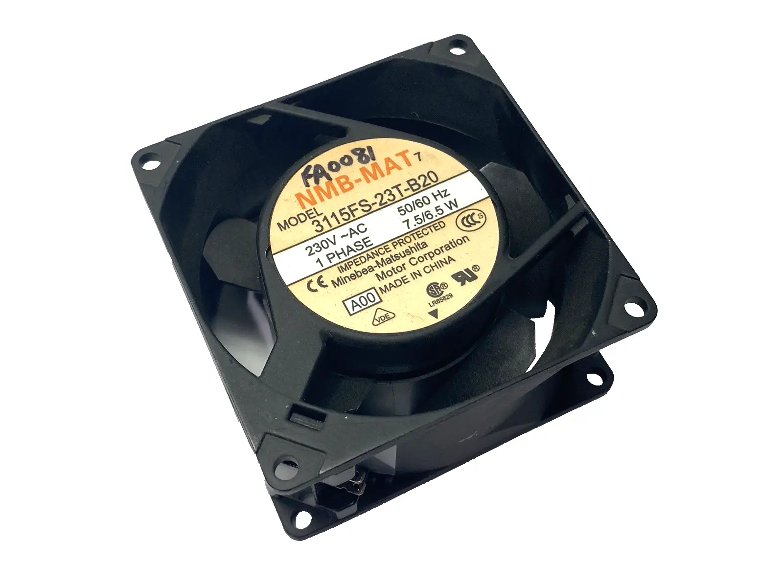 Used NMB AC Axial Cooling Fan 80mm x 80mm x 38mm 1-Phase 230V 7.5/6.5W Electronic Component Fans Michigan US | Maverick Industrial Sales #1394284