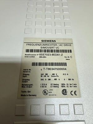 Used Siemens 6SE7023-8ED61-Z Variable Speed Drives Indiana US | J&J Industrial Supply #1072174