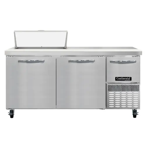 Continental RA68N8 68" Pizza Prep Table W/ Refrigerated Base, 115v