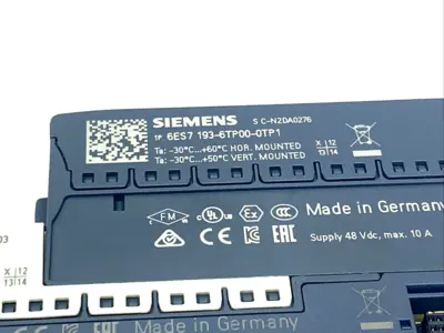USED SIEMENS POTDIS-TB-P1-R TYPE P1 MODULE 6ES7193-6UP00-0DP2 BASE