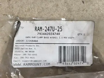 RAM Clamp Base w/ Ball 2.5" Max Width RAM-247U-25