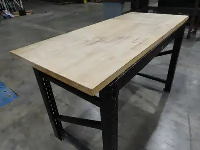 Industrial Butcher Block Top Workbench Table 68"W 30"D 40"H
