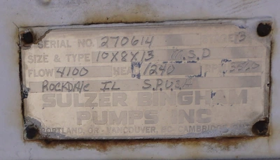 USED SULZER BINGHAM 8X10X13A MSD
