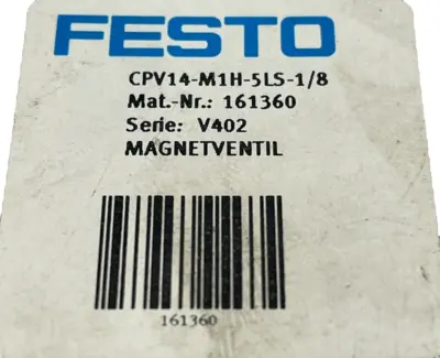 NEW FESTO CPV14-M1H-5LS-1/8 SOLENOID VALVE 161360 CPV14M1H5LS18
