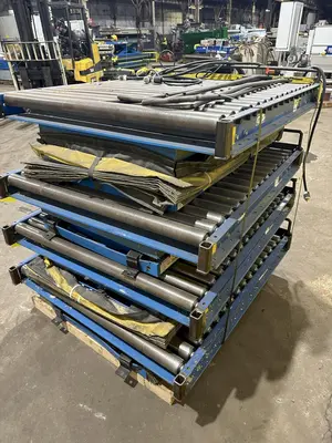 3,000 LBS X 48" X 48" ROTO-MAX HYDRAULIC SCISSOR LIFT TABLE W/ ROTARY LEWCO ROLLER CONVEYOR TOP, 110 VOLT: STOCK #20876