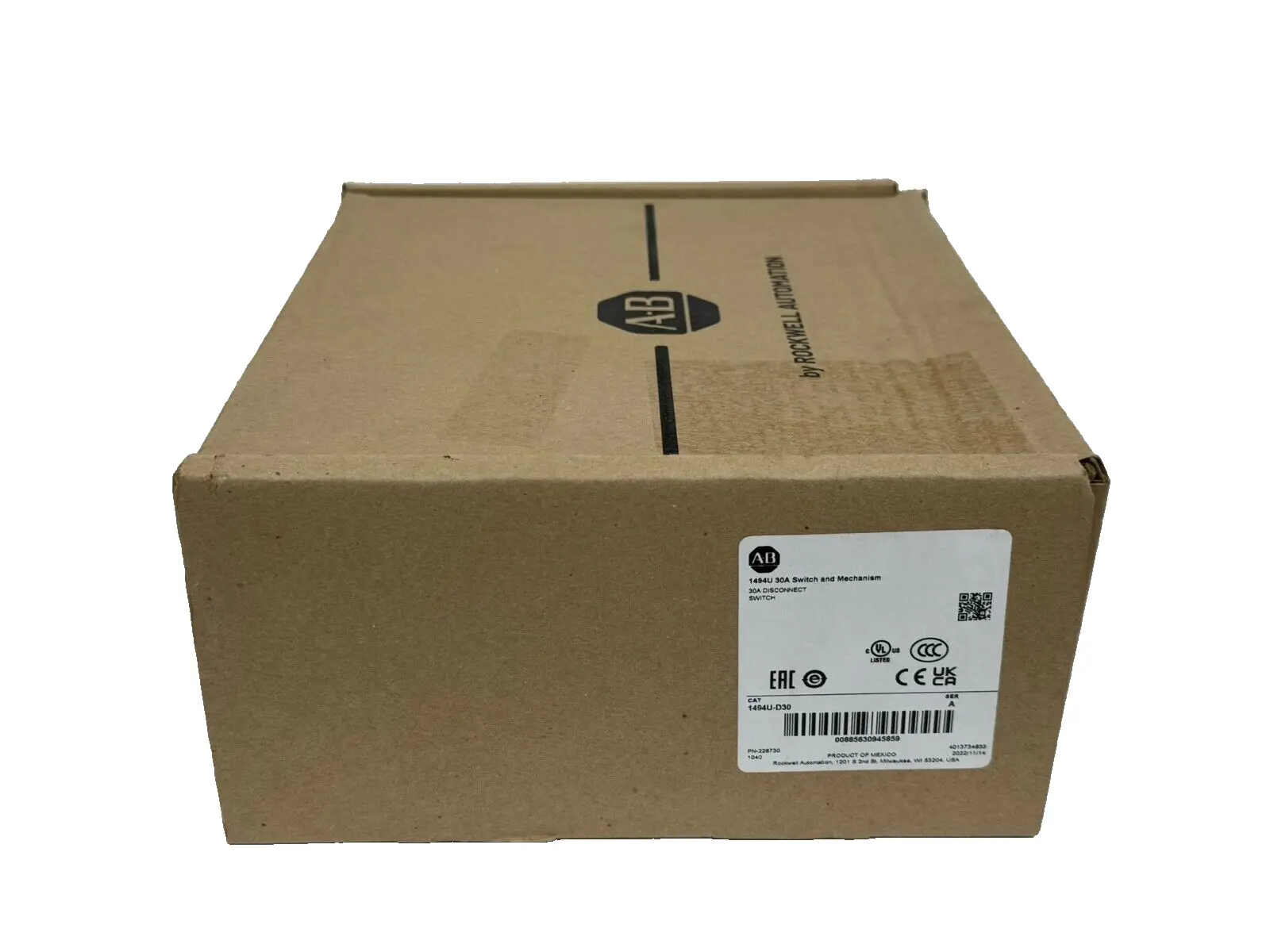 ALLEN BRADLEY 1494U-D30 DISCONNECT SWITCH SER. A 30A NEW SURPLUS
