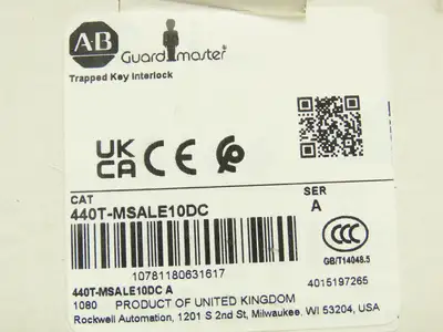 Allen Bradley 440T-MSALE10DC Guardmaster Trapped Key Interlock Switch No Key