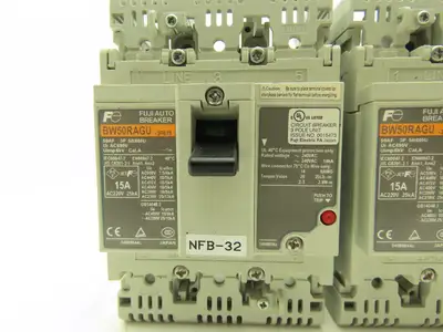 Fuji BW50RAGU3P015 3-Pole Auto Circuit Breaker 15A 500V 3Ph Molded Case Lot of 5