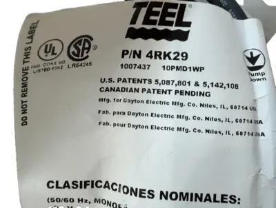 NEW GRAINGER TEEL 4RK29 FLOAT SWITCH
