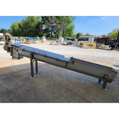 Used Mepaco 12" Dia. X 12'-3"L Stainless Steel Sanitary Screw Auger Conveyor