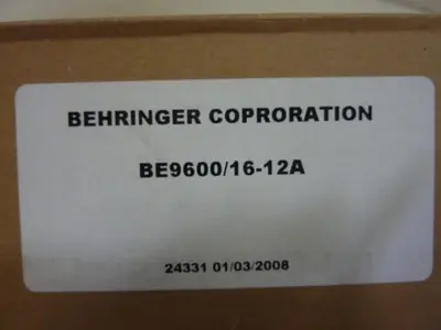NEW BEHRINGER CORPORATION BE9600/16-12A