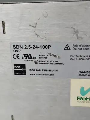 Emerson SOLA SDN-2.5-24-100P Power Supply 115/230 VAC 50/60 Hz 2.4 A (BIN243)