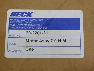 Beck 20-2201-31 7.0 NM Motor Assembly 60Hz 75 OHMS 15 MFD Capacitor Used