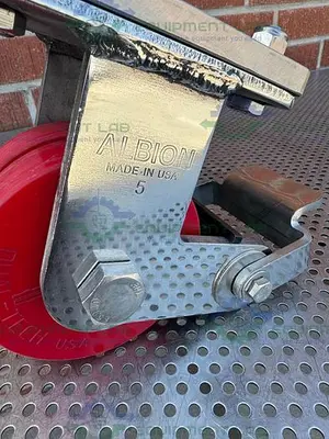USED ALBION DUAL TECH 5" INDUSTRIAL CASTER W/ THREADED FITTING, 6" X 4.5" PLATFORM