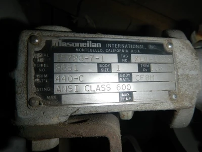 Masoneilan / Annin 1" 600 Rating CF8M Right Angle Control Valve