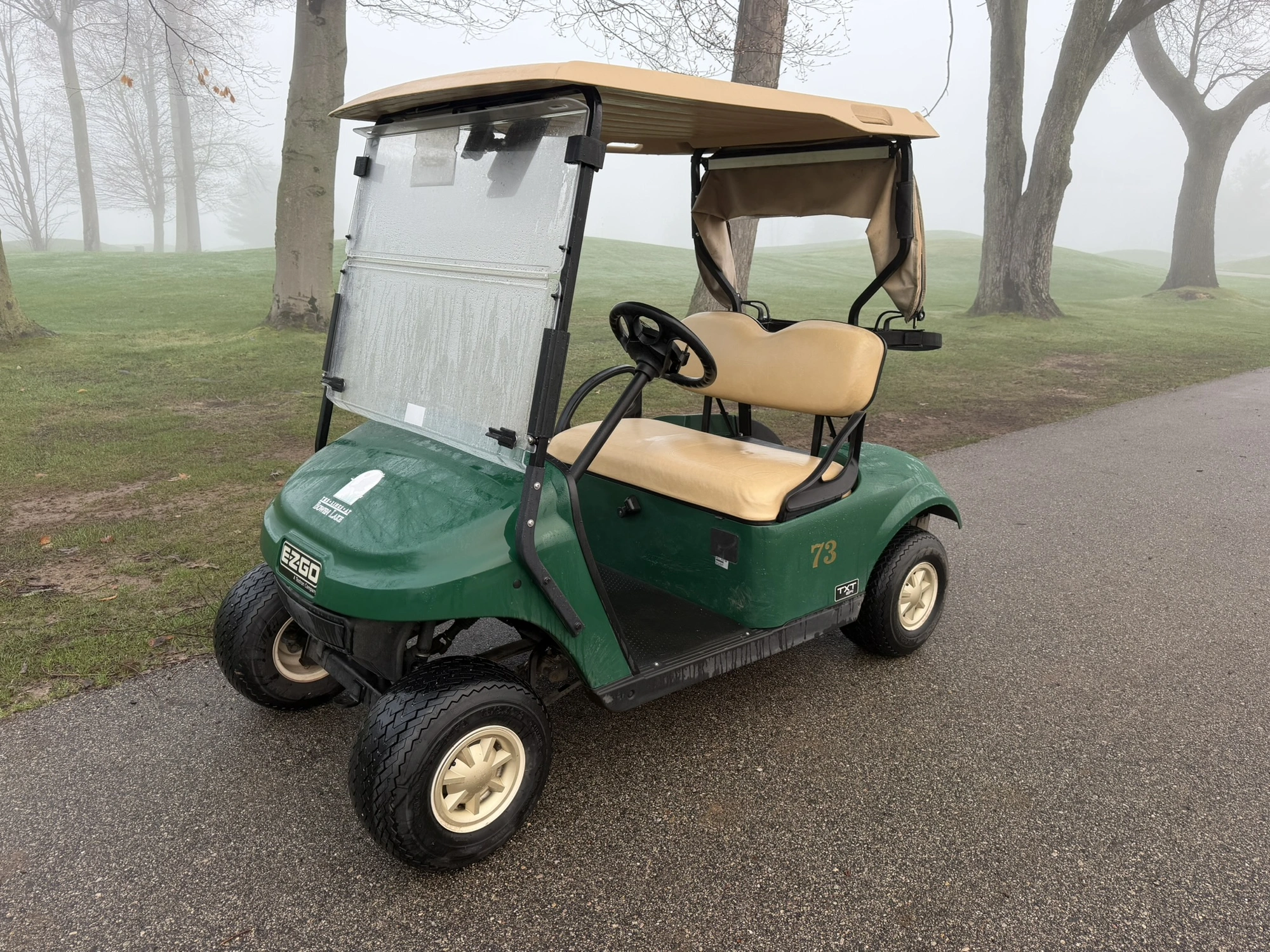 (1) 2019 E-Z-Go EFI golf cart with a Kawasaki gas engine, model 657061G01, includes canopy, fold-dow...