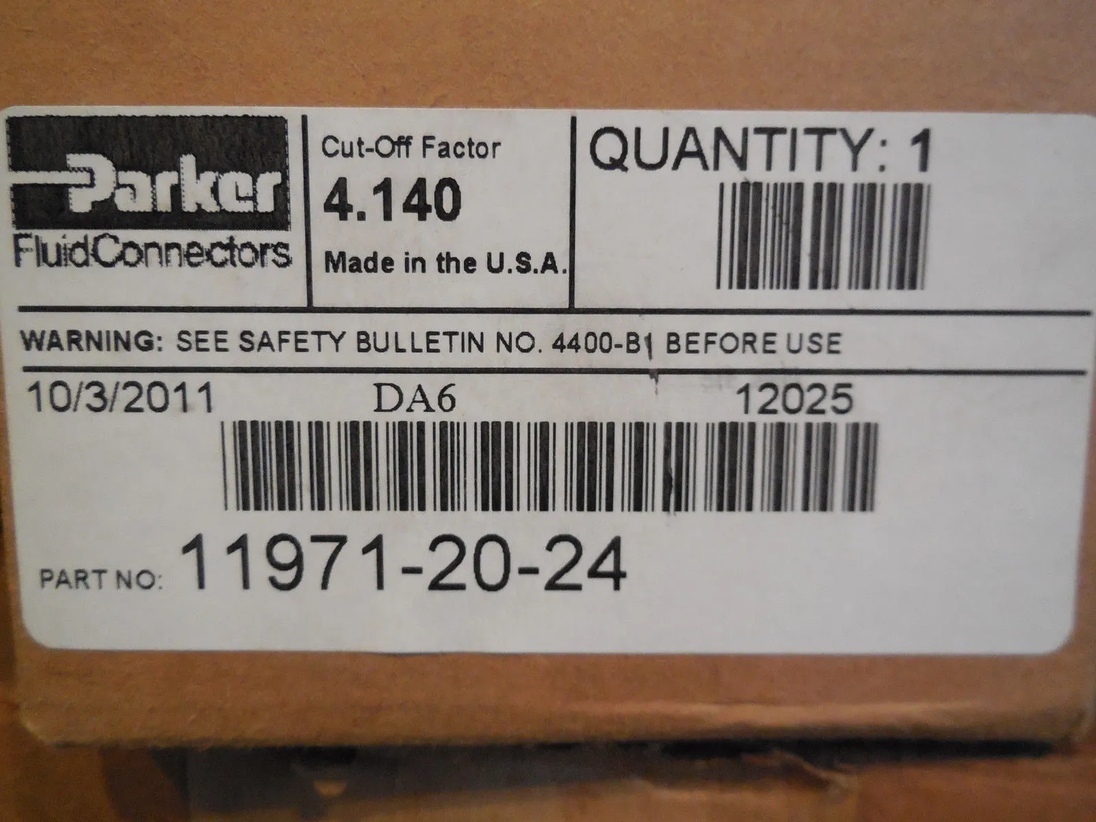 NEW PARKER 11971-20-24 FITTING 119712024