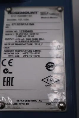Rosemount 8712ESR1A1M4 Transmitter 2A 250V 50/60Hz - STOCK 3118CC