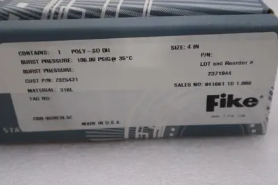 FIKE RUPTURE DISC POLY-SD DH 4” - NEW IN BOX - STOCK SGF140