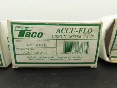 Taco ACUF-050-AC-1 Circuit Setter Balancing Valve 1/2" Sweat Connection Lot of 5