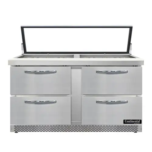 Continental SW60N24M-HGL-FB-D 60" Sandwich/salad Prep Table W/ Refrigerated Base, 115v