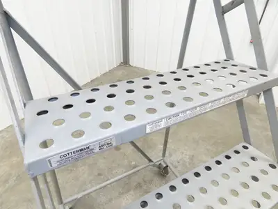 Cotterman Metal Rolling Ladder 5-Step 50"H Platform 24x7"Tread 80"H 30"W 450Lb
