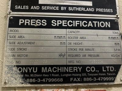 USED 1999 SUTHERLAND SUTHERLAND FDP-250 PRESS