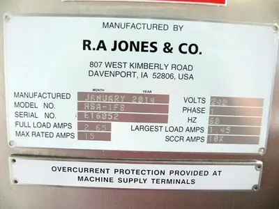USED R.A JONES & CO. HSA-1FS ROTARY CUP/POD FILLER W/ CONTROLLER