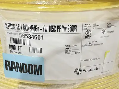 NEW SOUTHWIRE SJTOW SPECIALTY CORD 18 AWG 16 STRAND 4C PVC YELLOW 1000FT