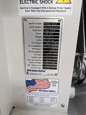2013 Vitronics XPM3i 1030 Reflow Oven