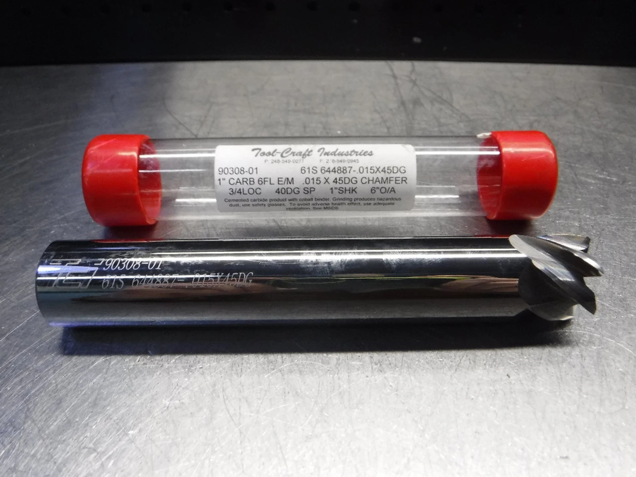 TCI 1" 6 Flute Carbide Endmill 1" Shank 61S 644887-.015X45DG (LOC2172)
