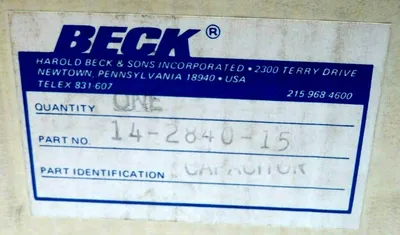 NEW BECK ASC 14-2840-15 CAPACITORS X389S 14284015