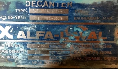 Alfa-Laval AVNX 718B-31G decanter centrifuge, 316SS.