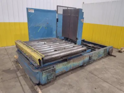 20,000 LBS X 54" X 36" BRANER HYDRAULIC COIL CAR UPENDER WITH POWER FEED CONVEYOR: YOBRO #25238