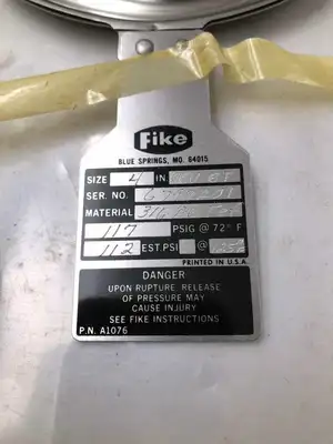 Fike CPV-BT 4″ 316SS/AL/TEF Rupture Disc 117/112PSIG 72/125°F -NIB