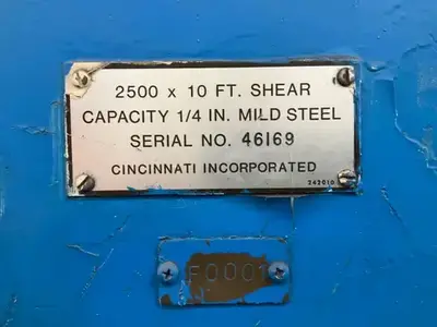 USED CINCINNATI INC 2,500 X 10 FT.