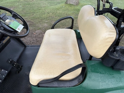 (1) 2015 E-Z-Go golf cart with a Kawasaki gas engine, includes canopy, ball cover, club cover, fold-...